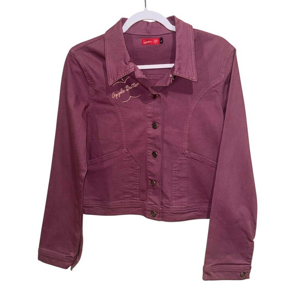 NWT Apple Bottoms Vintage Dusty Rose Mauve Jean Denim Jacket Button Up Size L